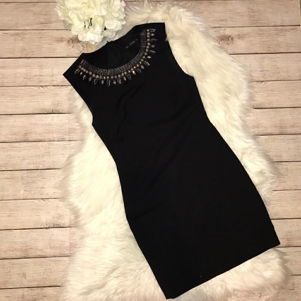 Zara Trafaluc Black Fitted Sheath Dress LBD sz S Small